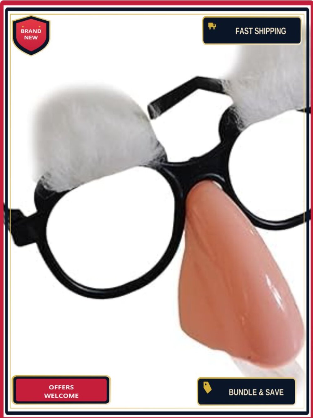 Big Nose Glasses with Eyebrows and Mustache Halloween Costume Accessory